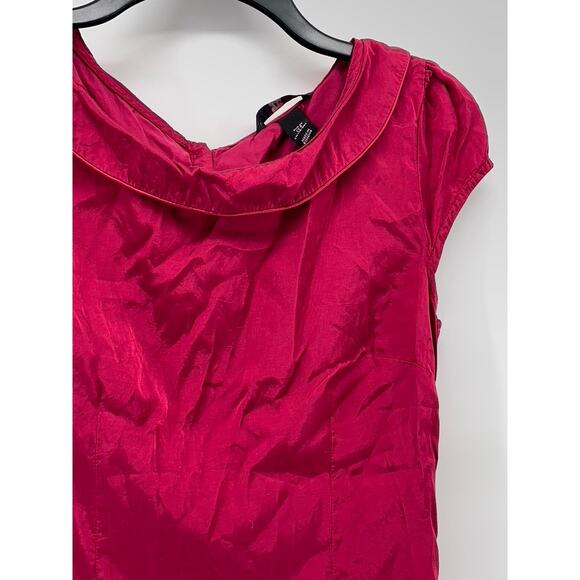 H&M Women's Pink Solid Sailor Collar Short Cap Sleeve Top SZ 8 - Picture 3 of 10